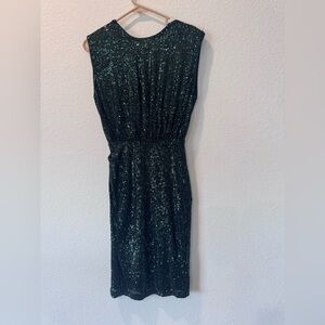 Elegant Black Green Sequin Dress